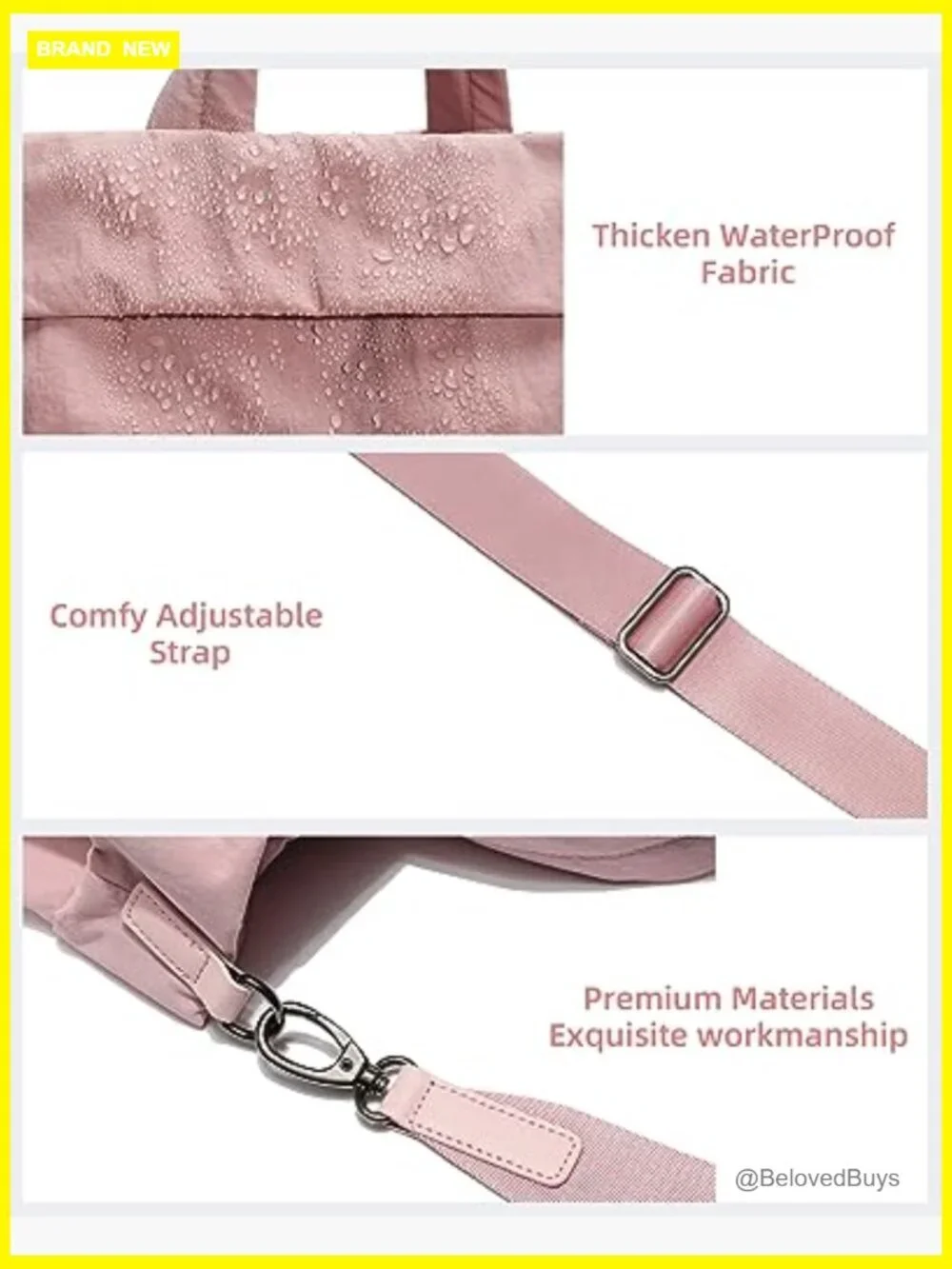Large Nylon Hobo Tote Bag with Straps, 19L for Travel Gym